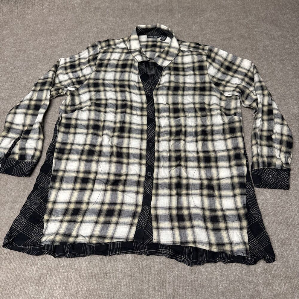 Susan Graver Black and White Plaid Shirt with Pockets